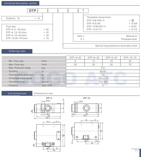 throttle check valve DTP series flow divider(xjt)2