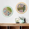 Roogo new products Chinese antique handicraft round disk birds art wall painted hanging