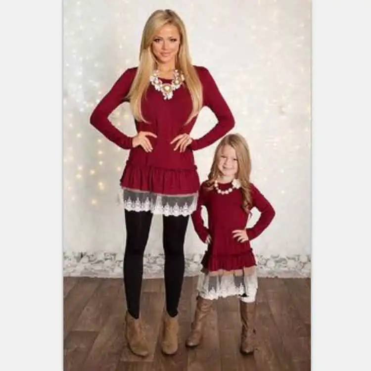 mommy and me burgundy dresses