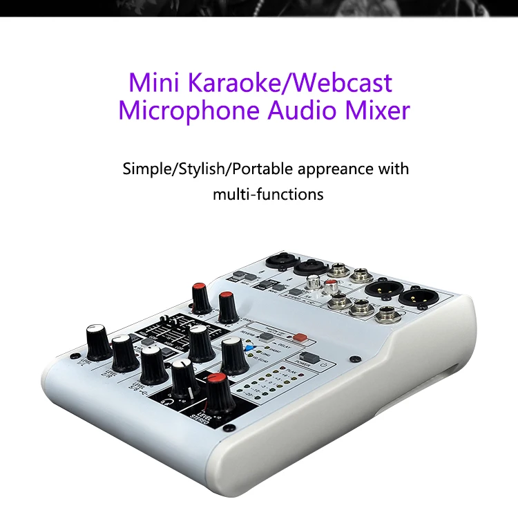 Venta al por mayor Mini DJ Mixer con USB para fuente de alimentaci&oacute;n de 5V Audio Mini Mixer Precio