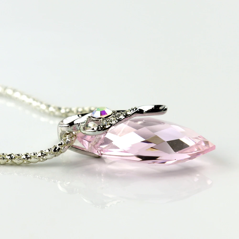 Fashion Pink Color Crystal Pendant Necklace For Women Accessories