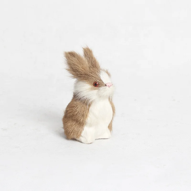 Lifelike Realistic Rabbit Easter Decoration Figurine Bunny Fur Furry Animal 