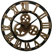 analog wood MDF retro gear decorative wall clock antique for living room bedroom office use size from 12 to 32 inch