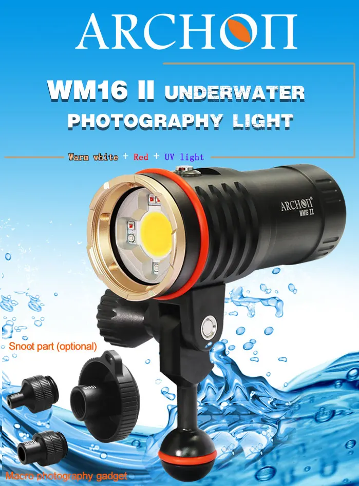ARCHON WM16 II High Quality LED Diving Light 3500 Lumens Diving Video Light