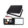 Hot selling wholesale 7 ring binder faux leather black checkbook covers cheque file folder with zipper