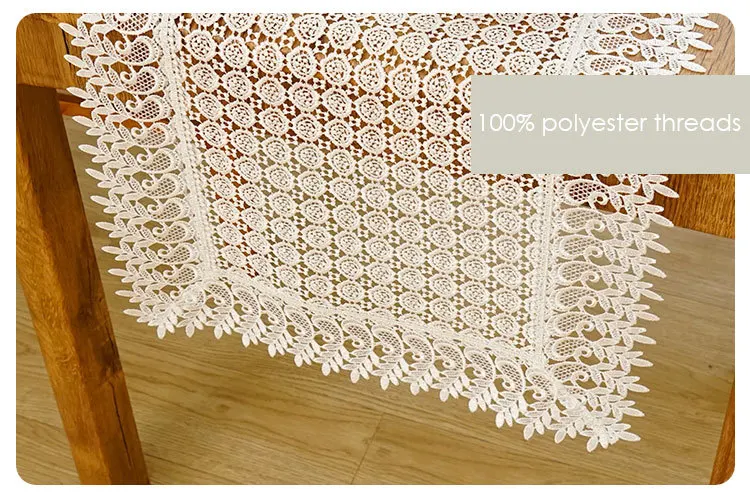 European polyester white embroidered hollow table runner tablecloth decoration