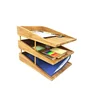 Eco-friendly Solid Bamboo 3 Layer File document Tray for office holder