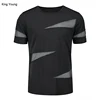 king young black cotton golf tees Casual Streetwear mesh insert Crew neck Shredding See Through sport t-shirt