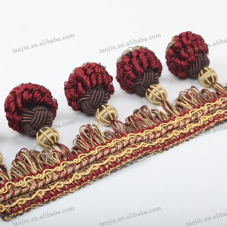 Wholesale Beaded Pom Pom Trim Fringes,For Curtain Accessories,Home Deco