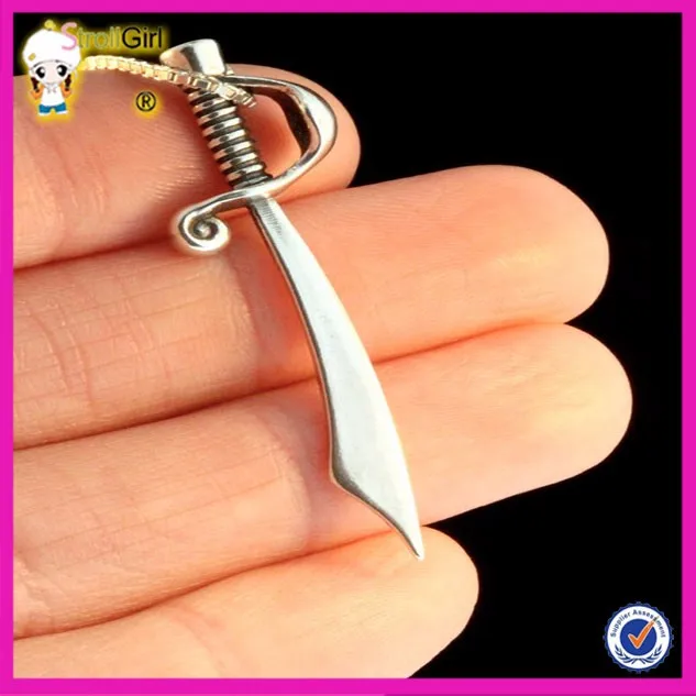 925 sterling silver cutlass charm necklace pirate jewelry
