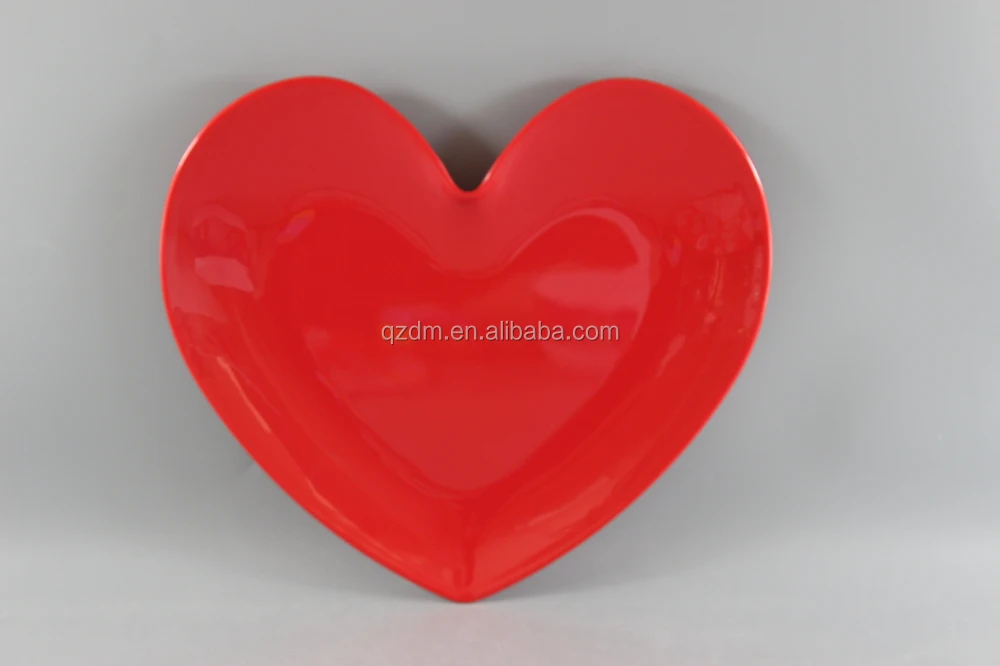 Red Heart Shape Melamine Plate For Wedding