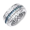 Whole Sale White Gold Iced Out Blue Diamond Eternity Band Rotating Ring