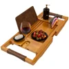 Bamboo Luxury Bathtub Tray Bathtub Caddy Tray Bath Table with Leather Handles