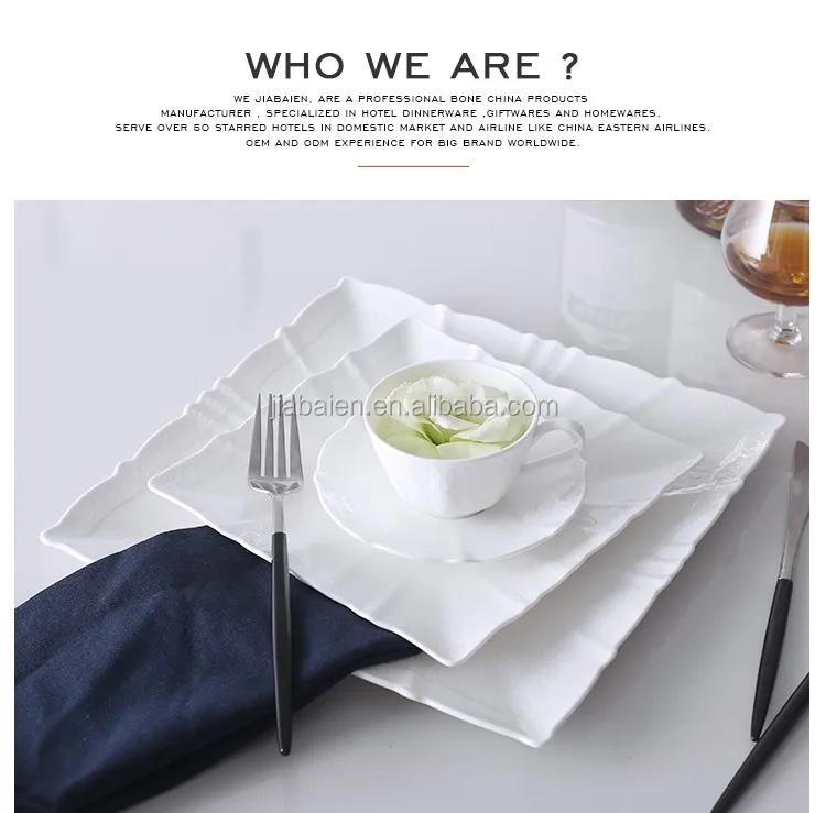 Fine Bone China Dinnerware Set Square Dinner Plates For Restaurant