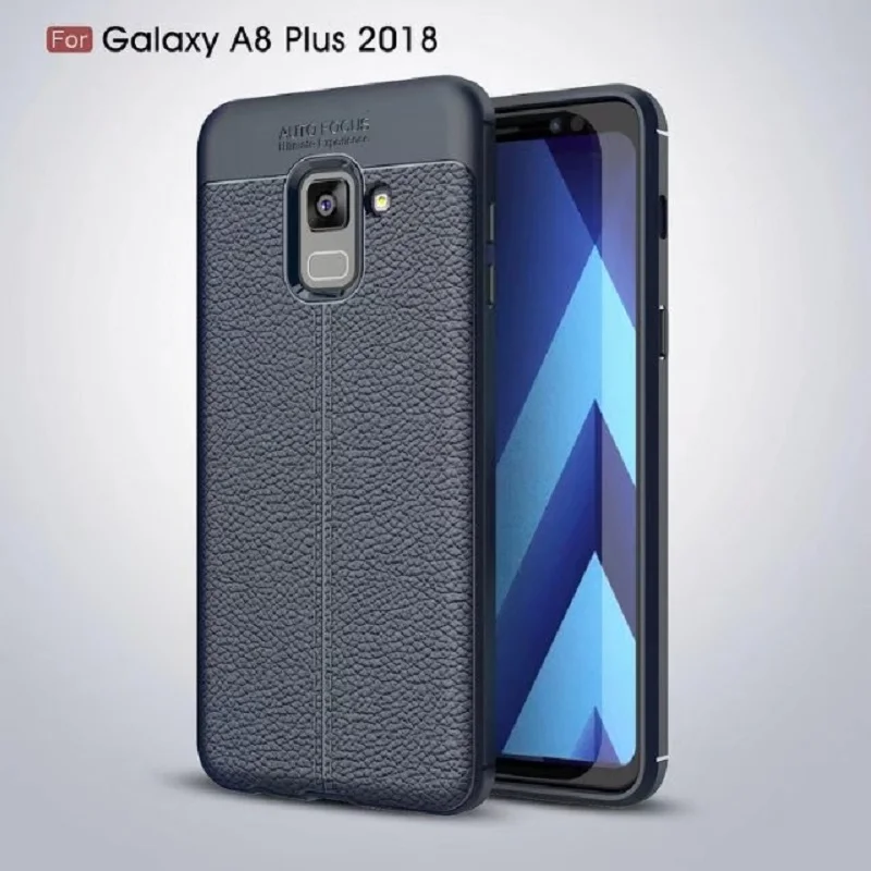 Litchi pattern Soft Tpu case for Samsung galaxy A8 Plus 2018 Cover