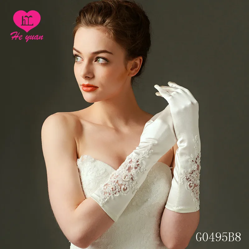 G0495b8 White Satin Glove Wedding Gloves Bridal - Buy Satin Glove ...