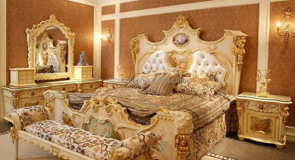 french rococo style royal king size bed/ fantastic palace porcelain  decorative wood carved bed/ luxury classic bedroom furniture - buy french  rococo