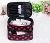 Wholesale Promotional double compartment Polka Dot cosmetic box double-deck makeup case