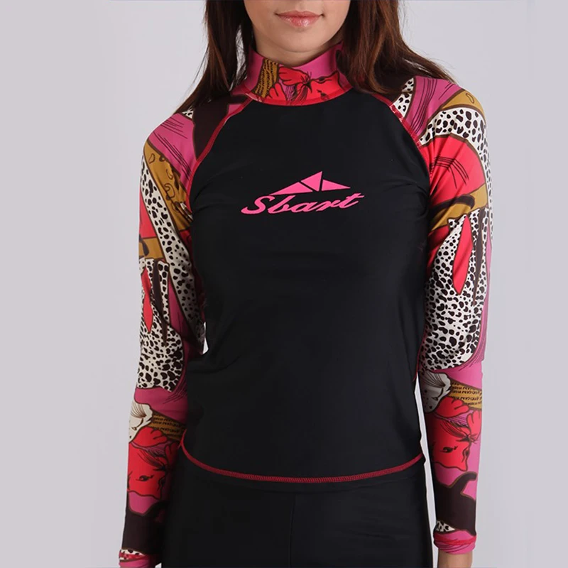 Sbart Long Sleeve Rashguard UPF50+ Swim Shirt Anti-Chlorine Rash Vest Quick Dry Rashie Women Surfing Rash Guard