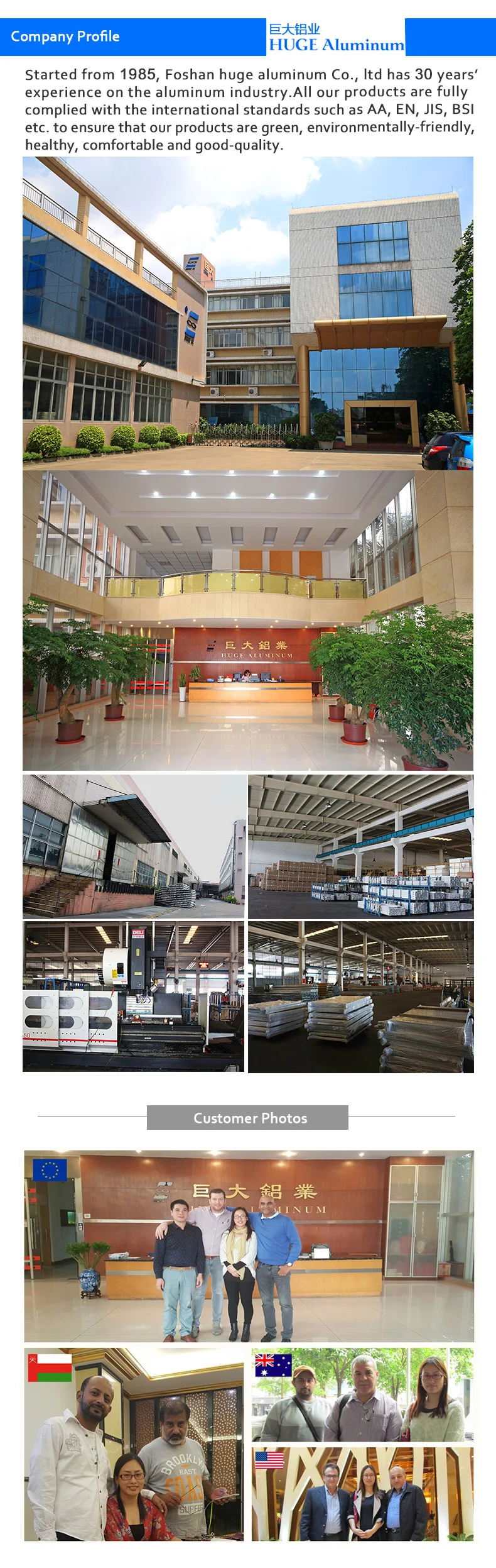 Chinese Supplier Huge Aluminum Commercial Double Large Sliding Glass ...