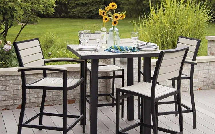 Fancy Powder Coated Aluminum Frame Poly Wood Patio High Dining Set Fancy Powder Coated Aluminum Frame Poly Wood Patio High Dining Set Outdoor Bar Furniture