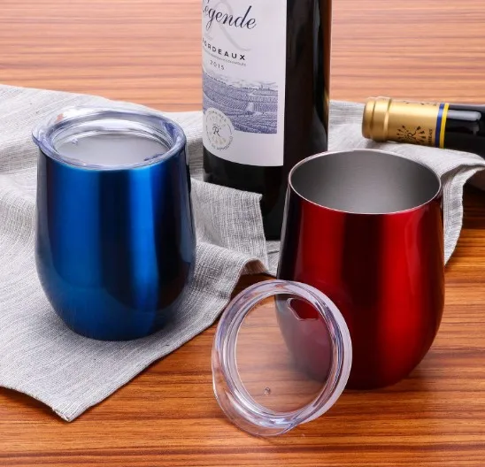 Promo top sale 12 oz stemless wine tumbler with lid for wholesale