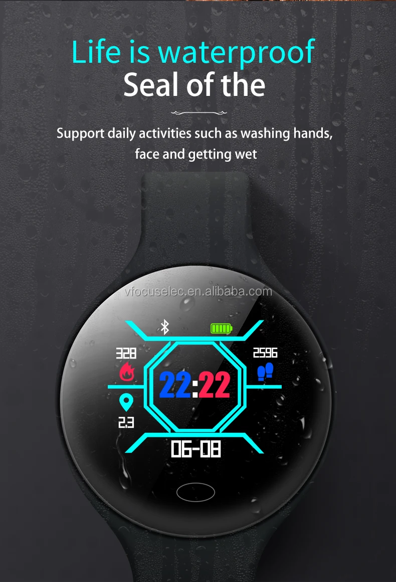 round screen smart band metal band 1inch oled smart wristband