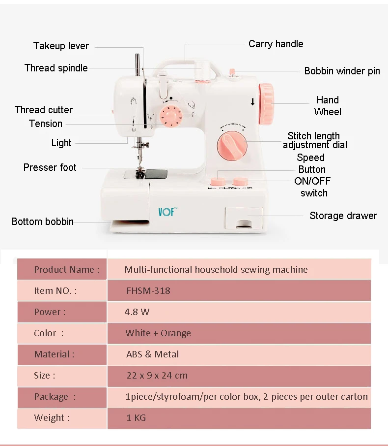 Oem Mini Portable Sewing Machine Household Stitching Machine Domestic