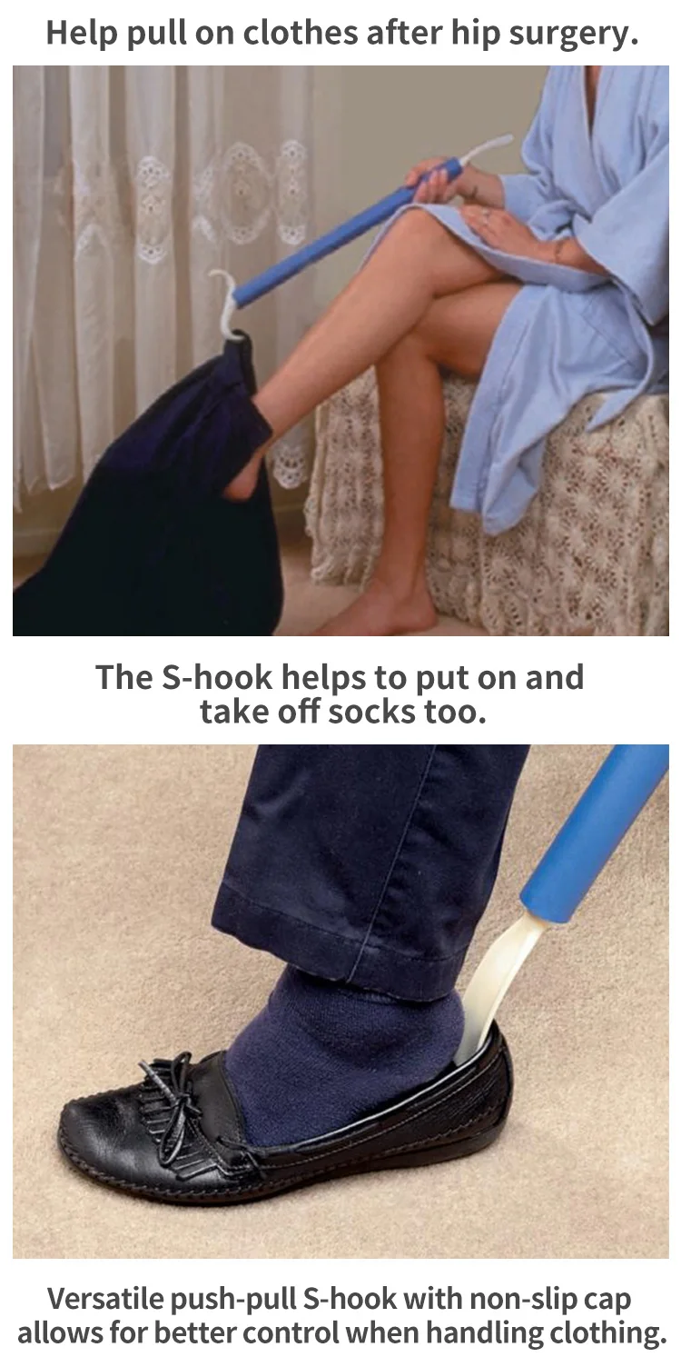 2 In 1 Long Handle Dressing Aid And Shoehorn Combo Extendable Dressing Stick Dressing And