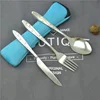 Stainless Steel Tableware set Lightweight Dinnerware Outdoor Hiking Portable Tableware Set with Cloth Bag Picnic Tools