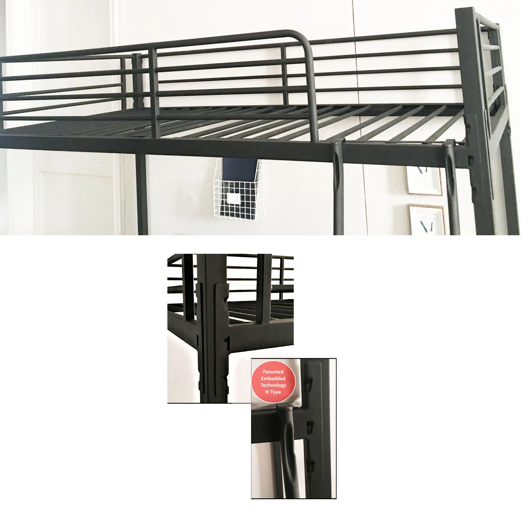Metal Loft Bed,Hotel Easy Assembly Heavy Duty Steel Pipe Bunk Bed For