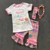 1-7T new ARRIVAL baby Ester day egg outfit girls SUMMER/SPRING clothes short sleeves Aztec RUFFLE outfits with Accessories
