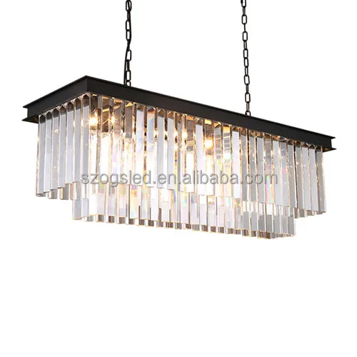 Modern European Large and luxury odeon rectangle led k9 crystal Chandelier for hotel lighting L800*W300*H250mm