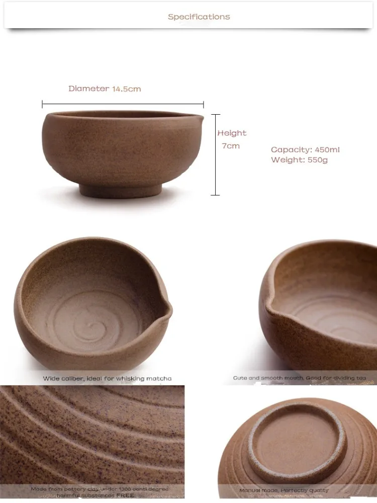Handmade Crude Pottery Matcha Bowl Japanese Chawan With Spout, View