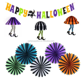 Colorful Halloween Party Decorations Paper Fan Honeycomb Ball