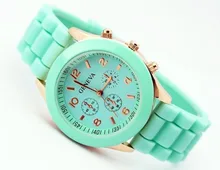 Casual Watch Geneva Unisex Quartz watch 14color men women Analog wristwatches Sports Watches Rose Gold Silicone watches Dropship