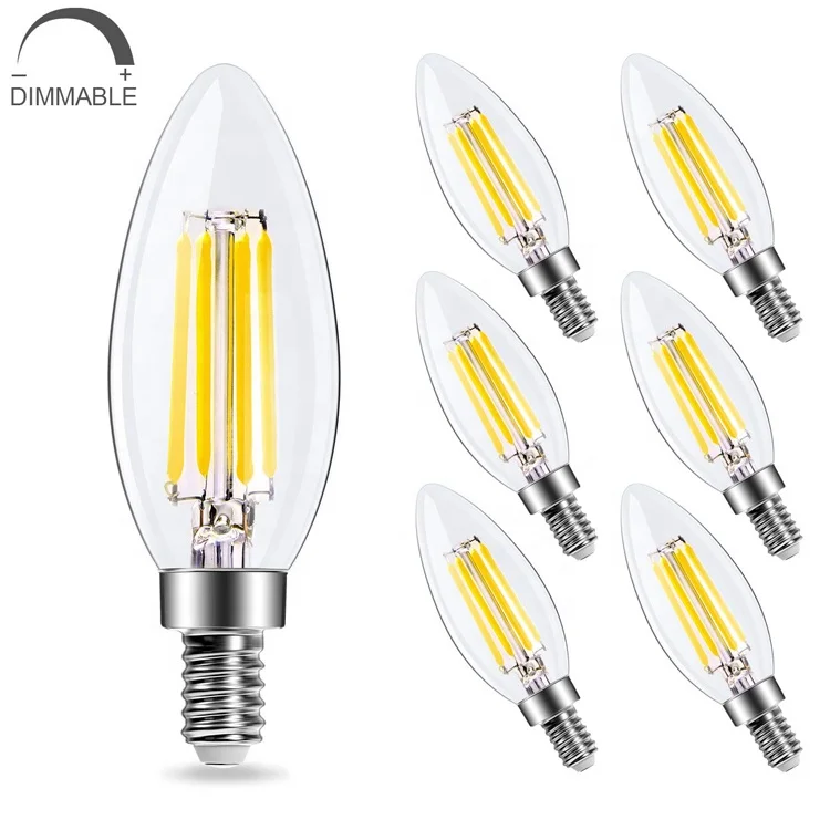 C35 Candle Light Bulb 40W Equivalent 2700K Warm White E12 Edison Bulb LED Candelabra Bulb