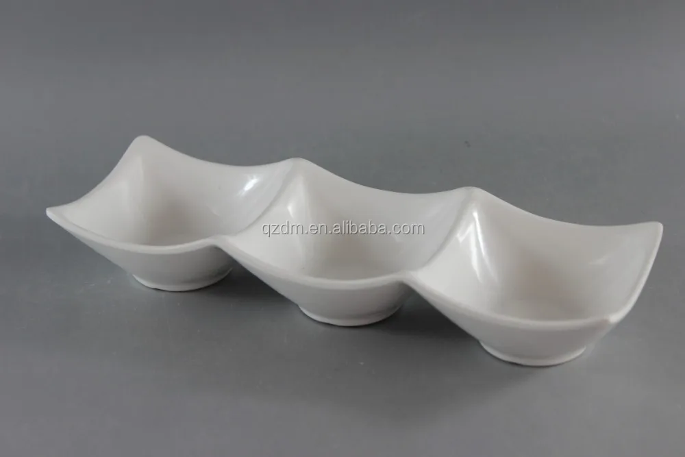 White Melamine Section Plate/Plastic Divided 2 Section Plate