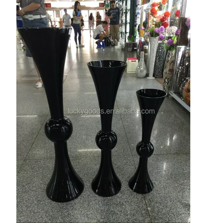 Lhp005black Elegant Black Glass Vase For Party Decoration Buy Black