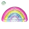 Outdoor Swimming glitter Rainbow Pool Floats Inflatable Water Floating Raft beach Lounger bed for Adult and Kids