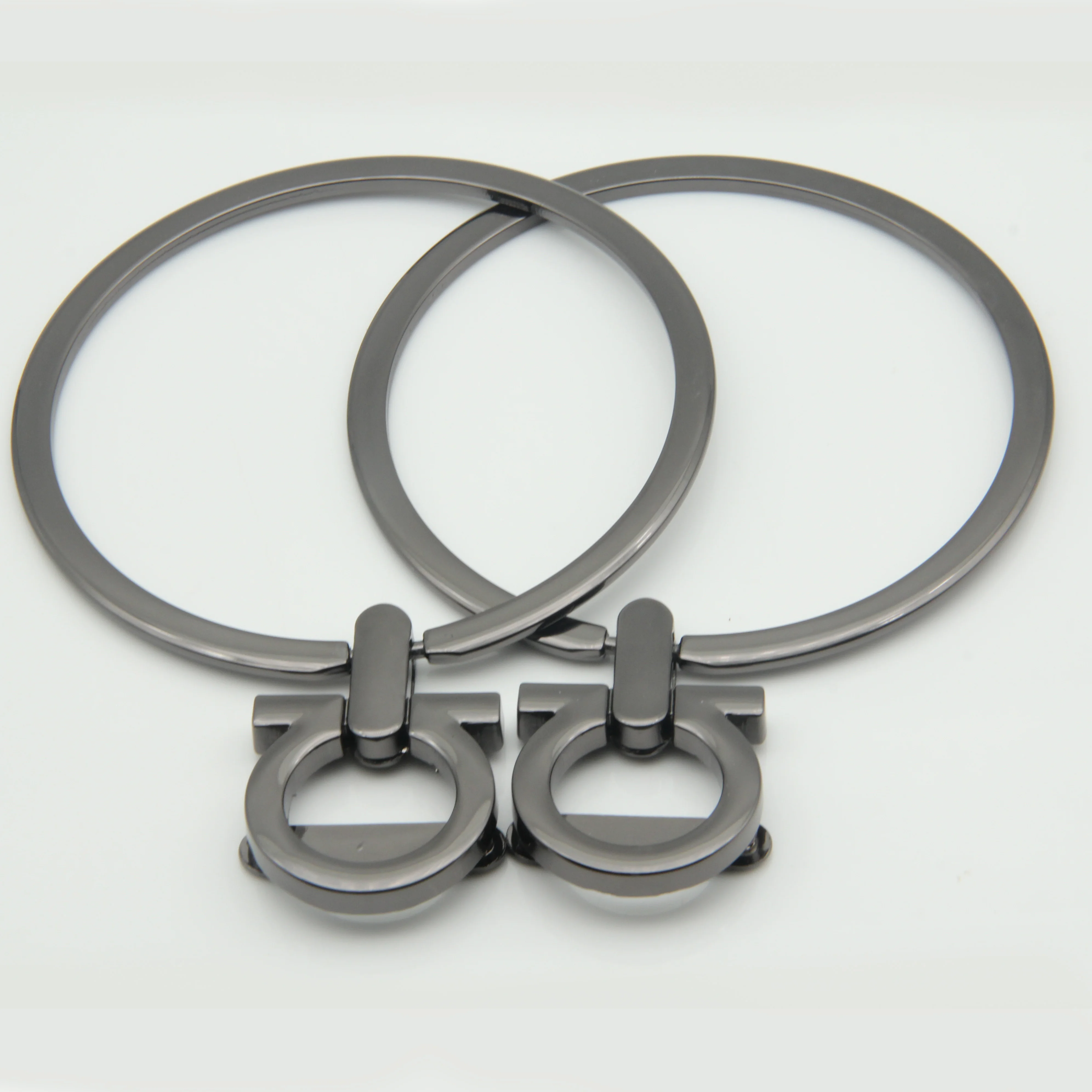 豪华设计黑色镍圆环形硬件包配件金属手柄钱包框架为皮革包