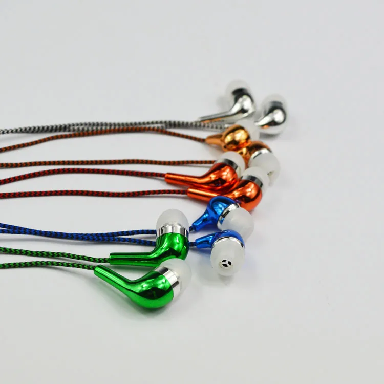 Mini Braided Fabric Cord Christmas Ear Phone Custom Logo Earphones With