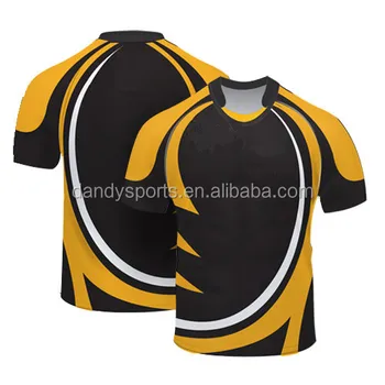 Heavy Weight Black Yellow Rugby Shirt 