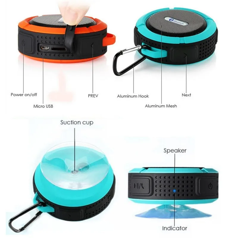 Out Door Bass stereophony bt speaker Wireless hands free with Mountaineering hook (EB078) - ANKUX.COM