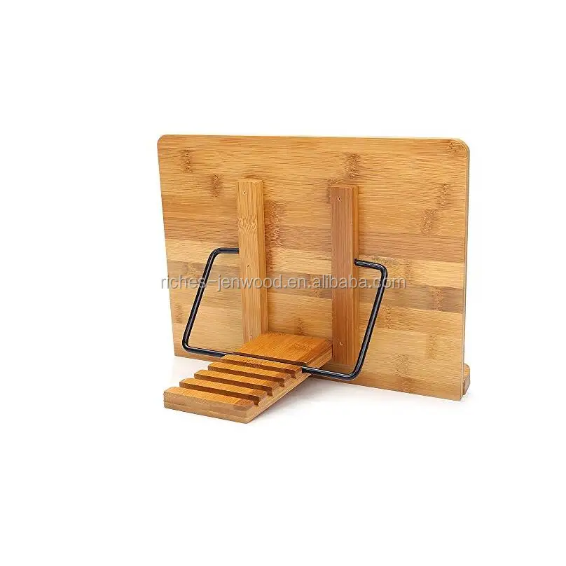 Bamboo adjustable cookbook stand Music Books Tablet Cook Recipe Stands