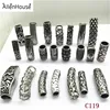 antique silver stainless steel hollow long bar column tube bead spacer charms for homemade simple jewelry bracelet slide pendant