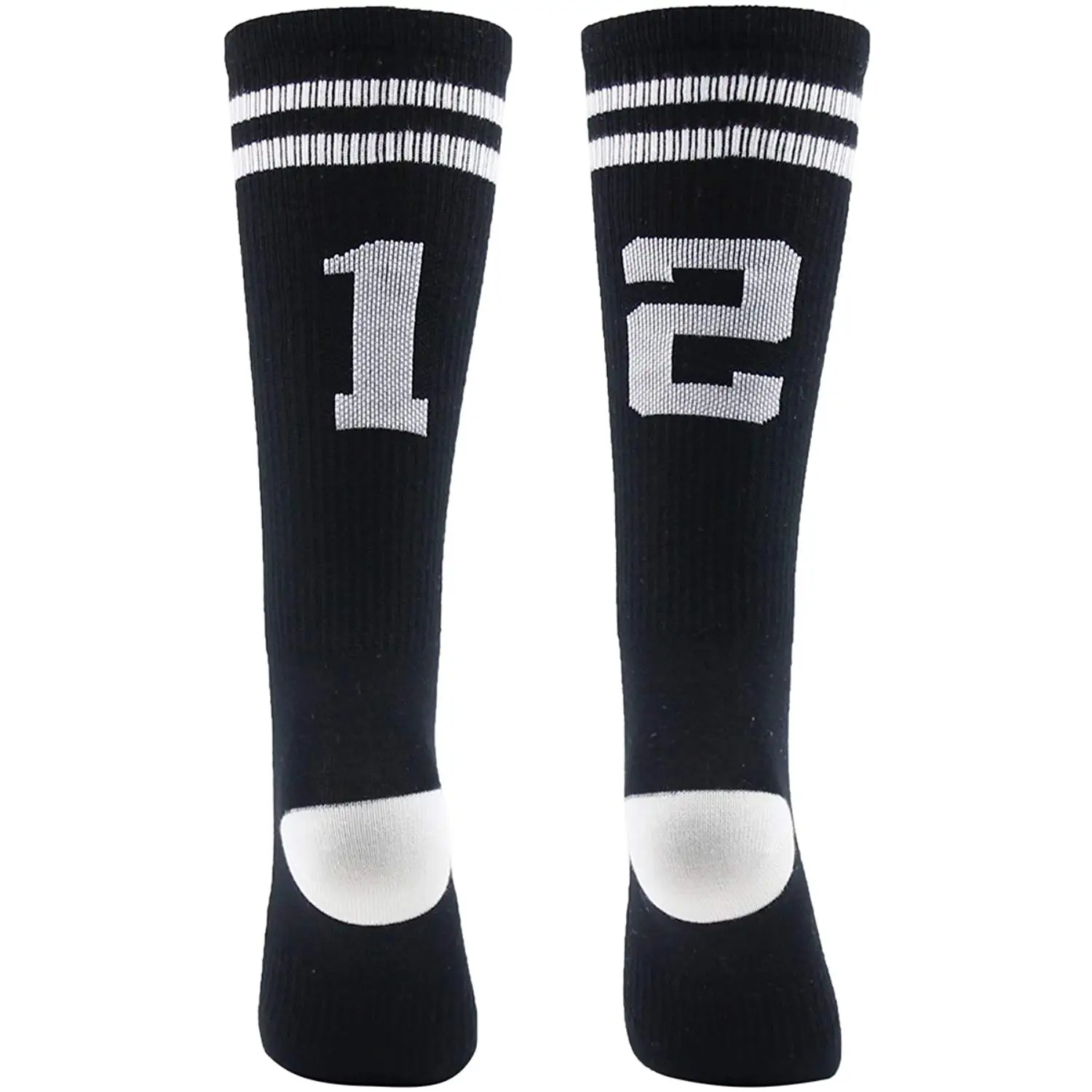 Funcat Cushioned Adult Teen Team Number Sports Crew Socks 1 Pair Black ...