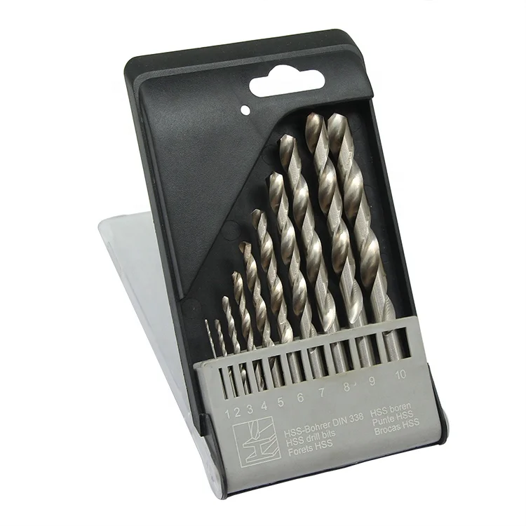 10pcs Fully Ground Din338 Bright Coating Hss Power Drill Bit Set For Metal Stainless Steel