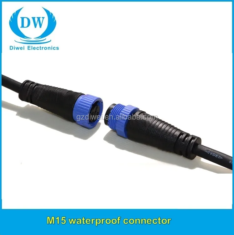 Standard M15 Waterproof Cable Connector 2 3 4 Pin Injection Molded Ip67 Waterproof Connector 5790