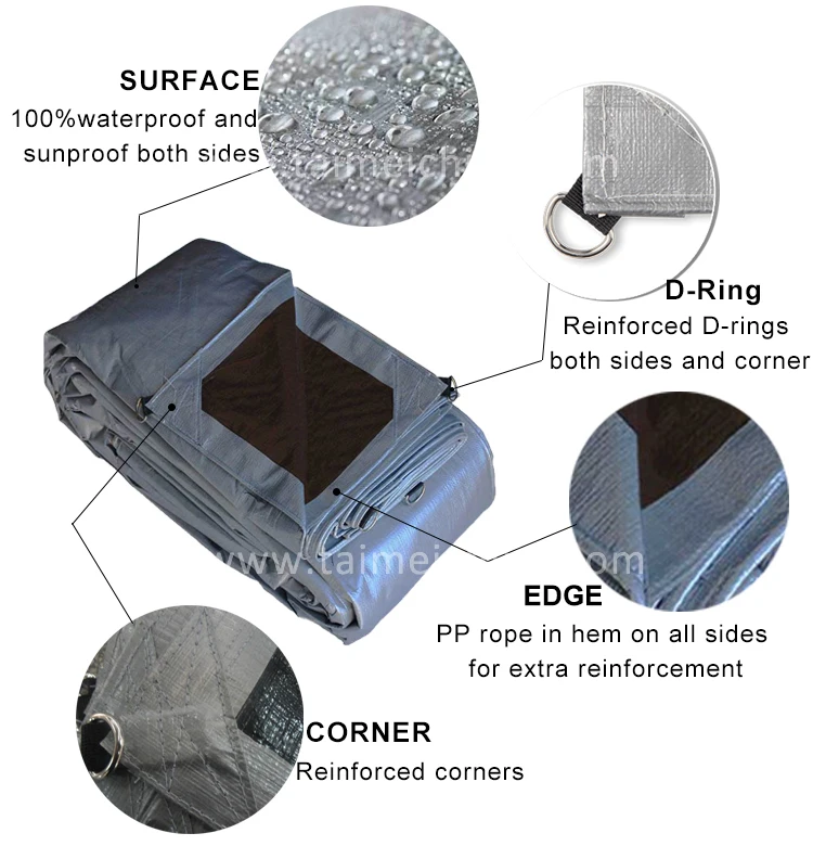 Waterproof Tarpaulin with D- ring , PE tarpaulin Sheets with Eyelets ...